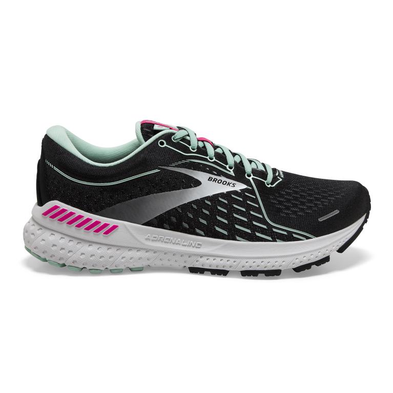 Brooks Adrenaline GTS 21 Women's Road Running Shoes - Black/Pink/Yucca/PaleTurquoise (05396-JBYO)